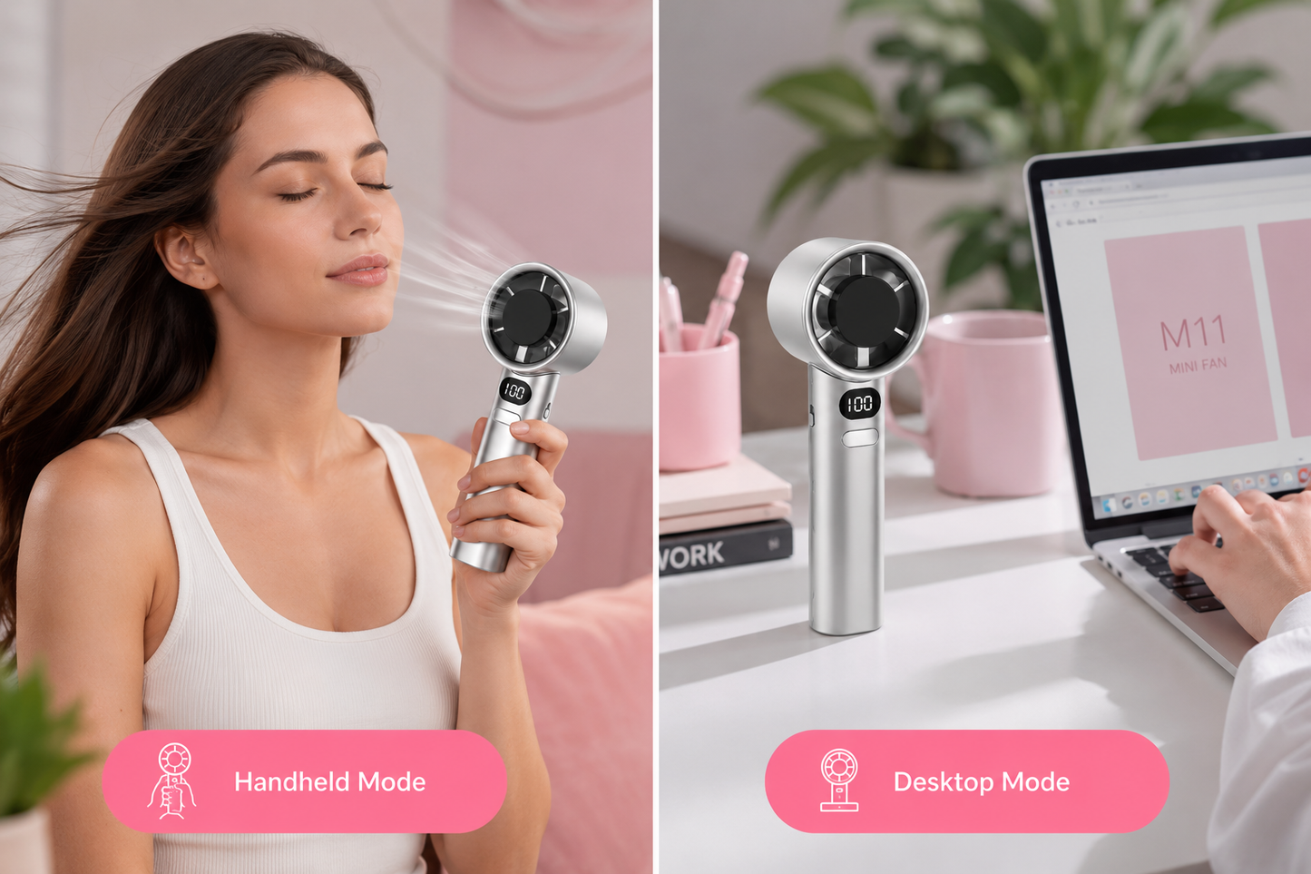 💖 Twin Breeze™ Portable Turbo Fan Duo | 120-Speed Rechargeable Cooling Fans (Pack of 2)